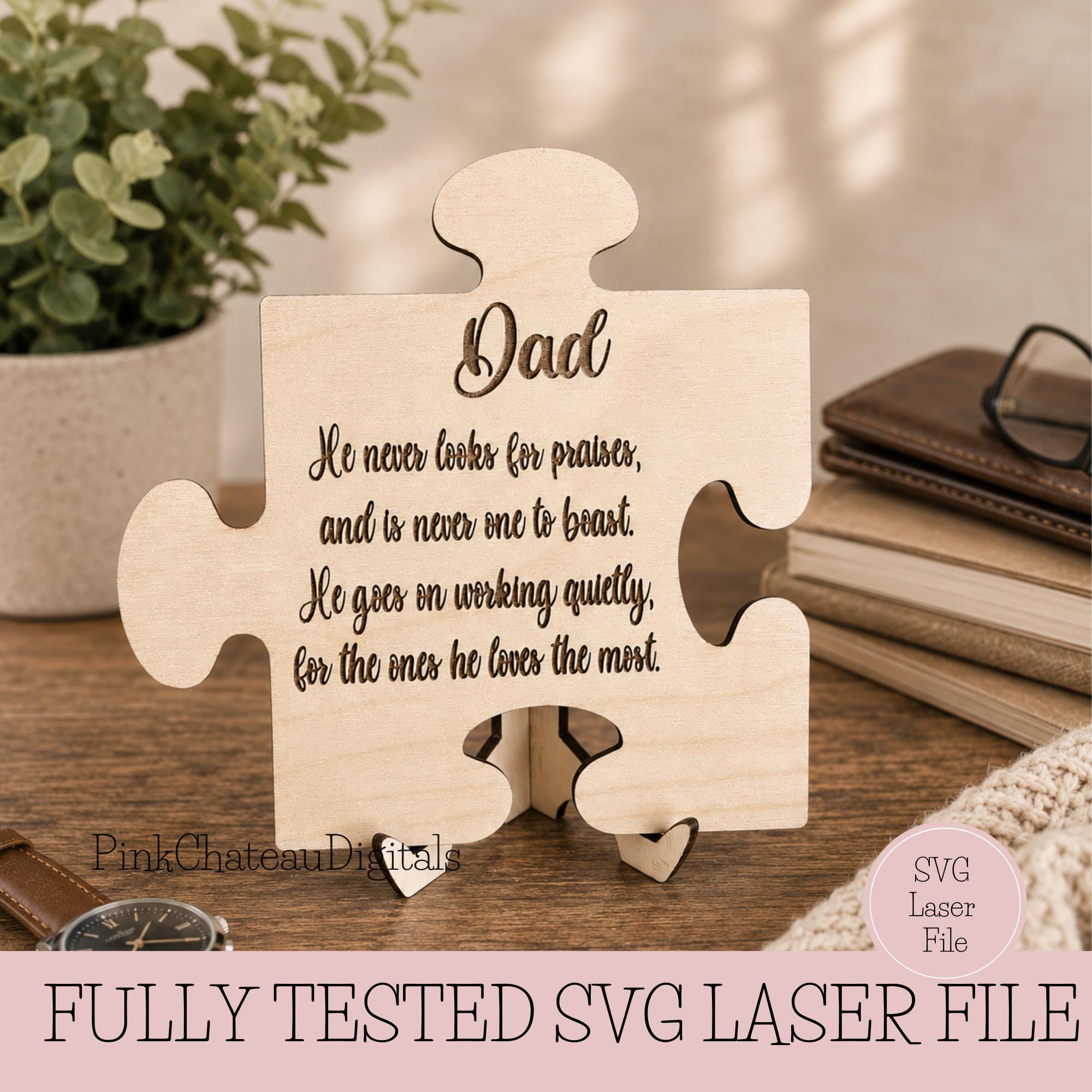 Dad Puzzle Piece Poem SVG Laser Cut File | Inspirational Words