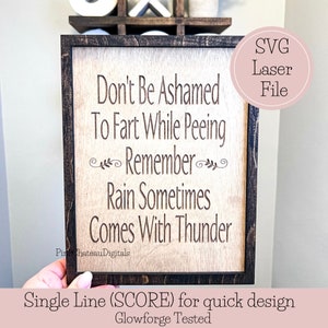 Badkamer SVG grappig teken + Faux Frame | Direct digitaal downloaden | Glowforge-getest | Lasergegraveerd houten bord