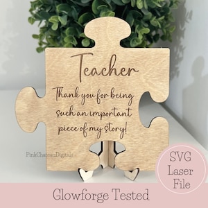 Leraar puzzel teken SVG digitaal lasergegraveerd gesneden bestand | Glowforge CNC & Lightburn getest | VCarve Pro op maat gesneden | Schildersezel niet inbegrepen