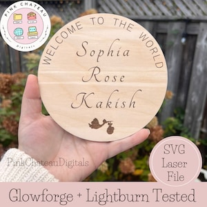 Baby Announcement Sign | SVG Laser Cut File | Glowforge & Lightburn Tested | Acrylic or Wood | Holiday Theme