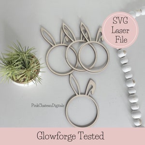 Anillo de servilleta de madera SVG / Corte rápido / Archivo digital / 1/8" 1/4" Tema de Pascua / Glowforge Ready & Tested / Rabbit Bunny