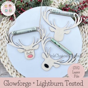Rentier Bucks Geldrolle Halter | SVG Laser Datei | Gravierte Datei | Glowforge & Lightroom Getestet | Das perfekte Geschenk