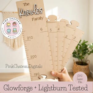 QUICK SCORE Connecting Growth Chart for Child or Family | Up to 6' | SVG Digital Laser File | Glowforge & Lightburn Tested