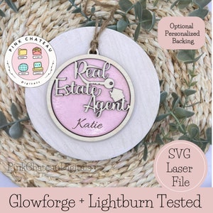 Personalized RealEstateAgent Ornament SVG Laser Cut File | Glowforge and Lightburn Tested