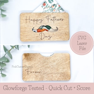 Schnelle 3min Score + Schnitt Geschenkkartenhalter SVG Laserdatei | Vatertags Schnurrbart Punkte Datei | Glowforge bereit & getestet