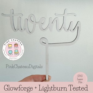 Veinte adornos de pastel de cumpleaños de hitos / Archivo de corte láser SVG / Glowforge & Lightburn probado / Acrílico o madera