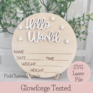 Baby Announcement Baby Laser Cut SVG File | Glowforge & Lightroom Tested | Wood File | Resizeable | Welcome World Engraved