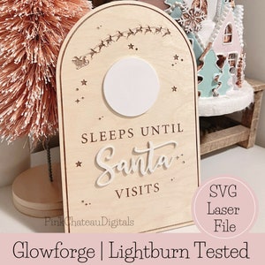 Aftelbord voor kerst | SVG lasergegraveerd gesneden bestand | Glowforge en Lightburn getest | Acryl of hout | Vakantiethema