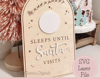 Christmas Countdown Sign | SVG Laser Engraved Cut File | Glowforge & Lightburn Tested | Acrylic or Wood | Holiday Theme