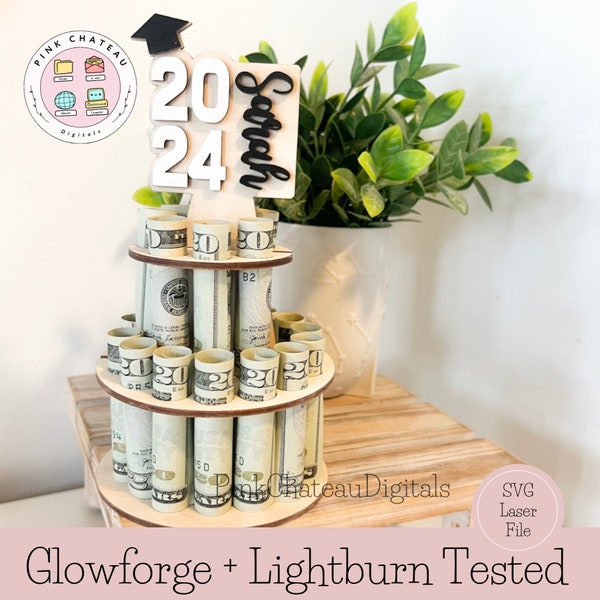 Faux Cake Free Standing Money Holder | Card | Graduation 1/8” (.125) SVG Laser File | Engraved Cut File | Glowforge & Lightroom Tested