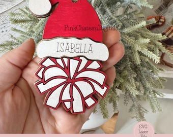 Cheerleader / Dance Theme Ornament | SVG Laser Cut File | Glowforge Lightburn Xtool Tested | with Holiday Hat