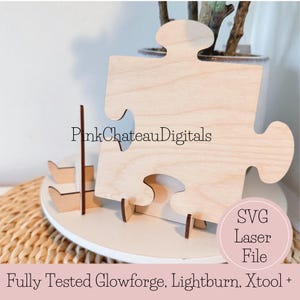 Lege puzzel + bord op ezel | Digitaal lasergegraveerd SVG-bestand | Glowforge Lightburn-silhouet getest