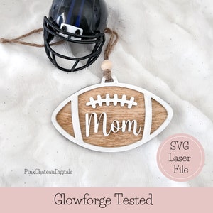ornamento dos esportes da mamã | Charme de carro | Arquivo de corte gravado a laser SVG | Glowforge pronto e testado | Futebol