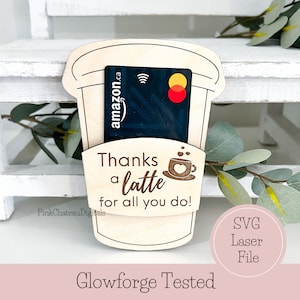 Titular de la tarjeta de regalo SVG Archivo de corte grabado con láser / Archivo de grabado de puntuación de corte de taza de café / Glowforge Omtech y Lightburn láser probado!