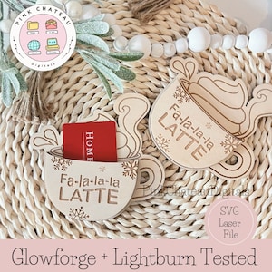 Holiday FaLaLaLa Theme Gift Card Holder SVG Laser Engraved Cut File | Coffee Cup Mug | Glowforge Omtech Xtool Lightburn Laser Tested!