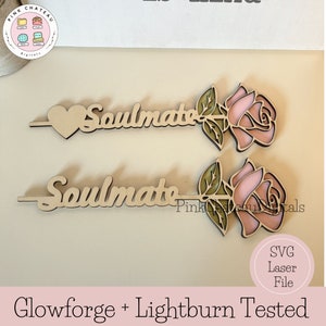 Rosas de madeira | Coração opcional para personalização / arquivo de corte digital SVG | Glowforge e Lightburn testados