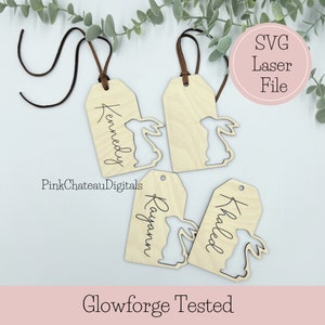Ostern-Korb-Namensschild SVG | Schnellschnitt | Anpassbare Digitale Datei | 1/8" Oster Thema | Glowforge Bereit & Getestet | Cut-Out Hase Bunny