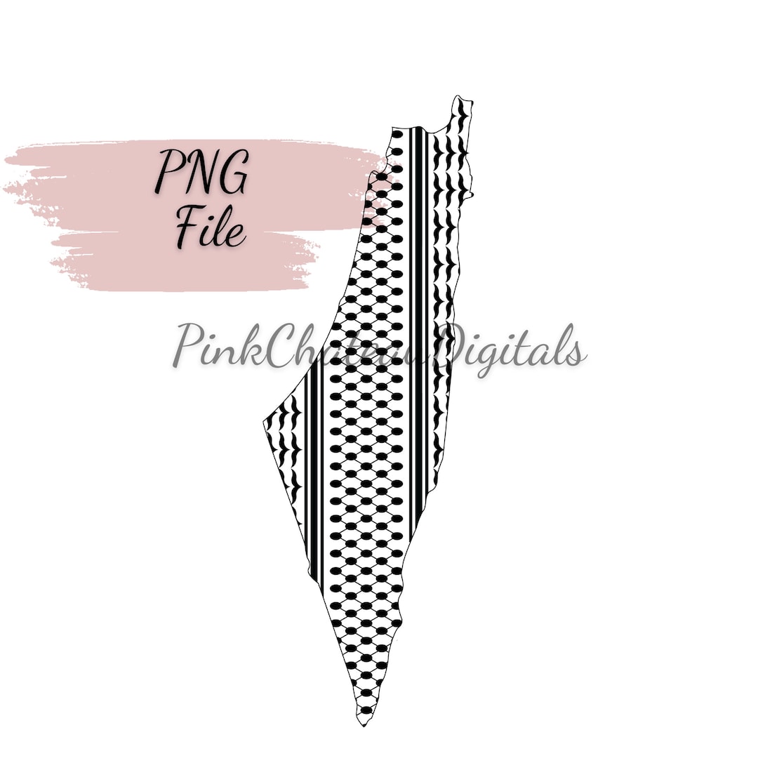 Keffiyeh in Shape of Palestine Map Outline Digital File Art PNG Print File Screen Printing Etsy