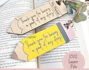 Teacher Pencil Bookmark QUICK 2min Cut and Score! | SVG Digital Laser File | Glowforge & Lightburn Silhouette Tested | Teacher Year End Gift