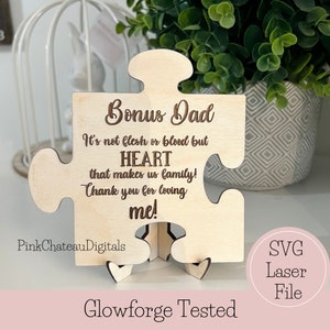 Papa fête des pères en prime, pièce de puzzle poème SVG, fichier de coupe gravé au laser | Mots inspirants | Testé avec Glowforge, XTool + et Lightburn