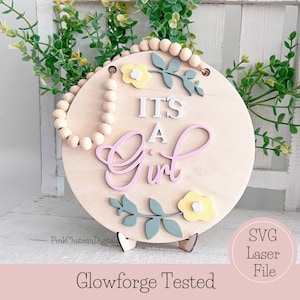 Het is een meisje baby shower teken laser gesneden SVG-bestand | Glowforge klaar en getest | Houten bestand | Aanpasbaar