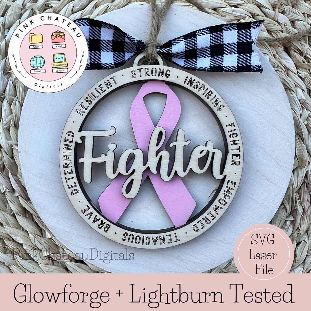 Cancer FIGHTER Ribbon Ornament SVG Laser Cut File | Hope Survivor ...