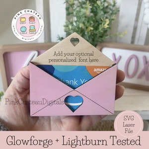Love Theme Sobre Tarjeta de regalo Titular SVG Archivo de corte grabado con láser / Personalizable / Glowforge & Lightburn ¡Probado con láser!