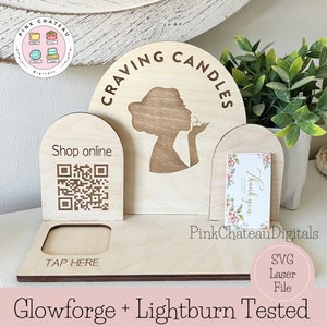 Square Reader Dock SVG Laser File | Market Craft Show Display | QR Code Social Media Payment Sign | Station Glowforge & Lightroom Tested