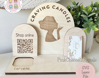 Square Reader Dock SVG Laser File | Market Craft Show Display | QR Code Social Media Payment Sign | Station Glowforge & Lightburn Tested