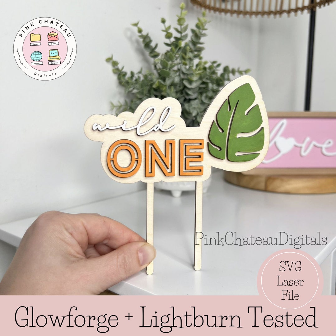 Wild One Cake Topper SVG — Jungle Tropical First Birthday Multilayer ...