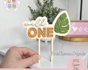 1st Birthday Cake Topper Wild One Animal Jungle Theme Party SVG Laser ...