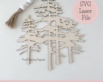 Silueta del bosque de árboles / Archivo de corte digital SVG / Glowforge listo y probado / Grabado y corte con láser