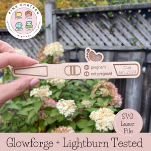 Personalized Pregnancy Tester | Announcement | Shower Gift SVG Laser Engraved Cut File | Glowforge & Lightburn Tested | Acrylic or Wood