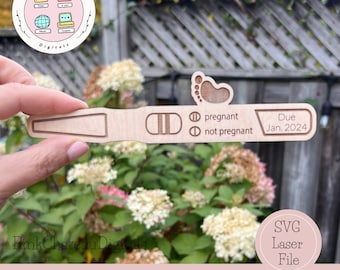 Personalized Pregnancy Tester | Announcement | Shower Gift SVG Laser Engraved Cut File | Glowforge & Lightburn Tested | Acrylic or Wood