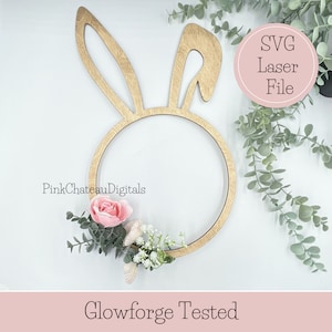 Easter Wood Wreath SVG | Quick Cut | Customizable Digital File | 1/8" 1/4" Easter Theme | Glowforge Ready & Tested | Rabbit Bunny