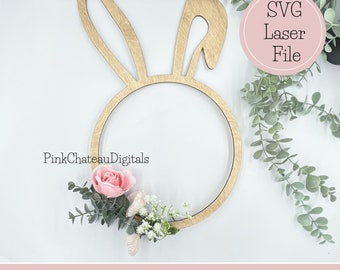 Easter Wood Wreath SVG | Quick Cut | Customizable Digital File | 1/8" 1/4" Easter Theme | Glowforge Ready & Tested | Rabbit Bunny