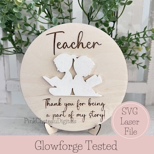Letrero de regalo para profesores SVG, archivo de corte láser digital grabado / Glowforge CNC y Lightburn probado / VCarve Pro Thunder / Caballete no incluido