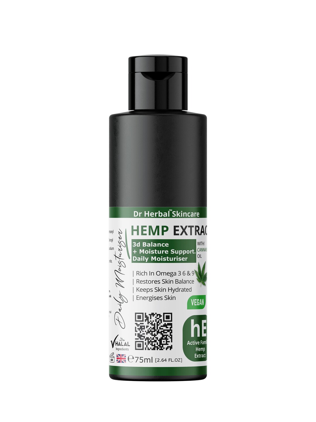 Hemp Extract Daily Moisturiser Cream 75ml by Dr Herbal Skincare Halal