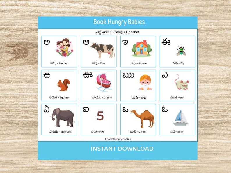 Printable Telugu Learning Binder, Teach Telugu Kids, Toddler Learning