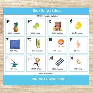 Printable Marathi Learning Binder, Teach Marathi kids, toddler learning binder
