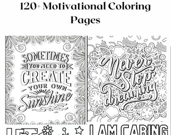 120+ Motivational Coloring Pages for Kids & Adults, Printable Coloring Pages, Positive Affirmations, Inspiration, Motivational Quotes