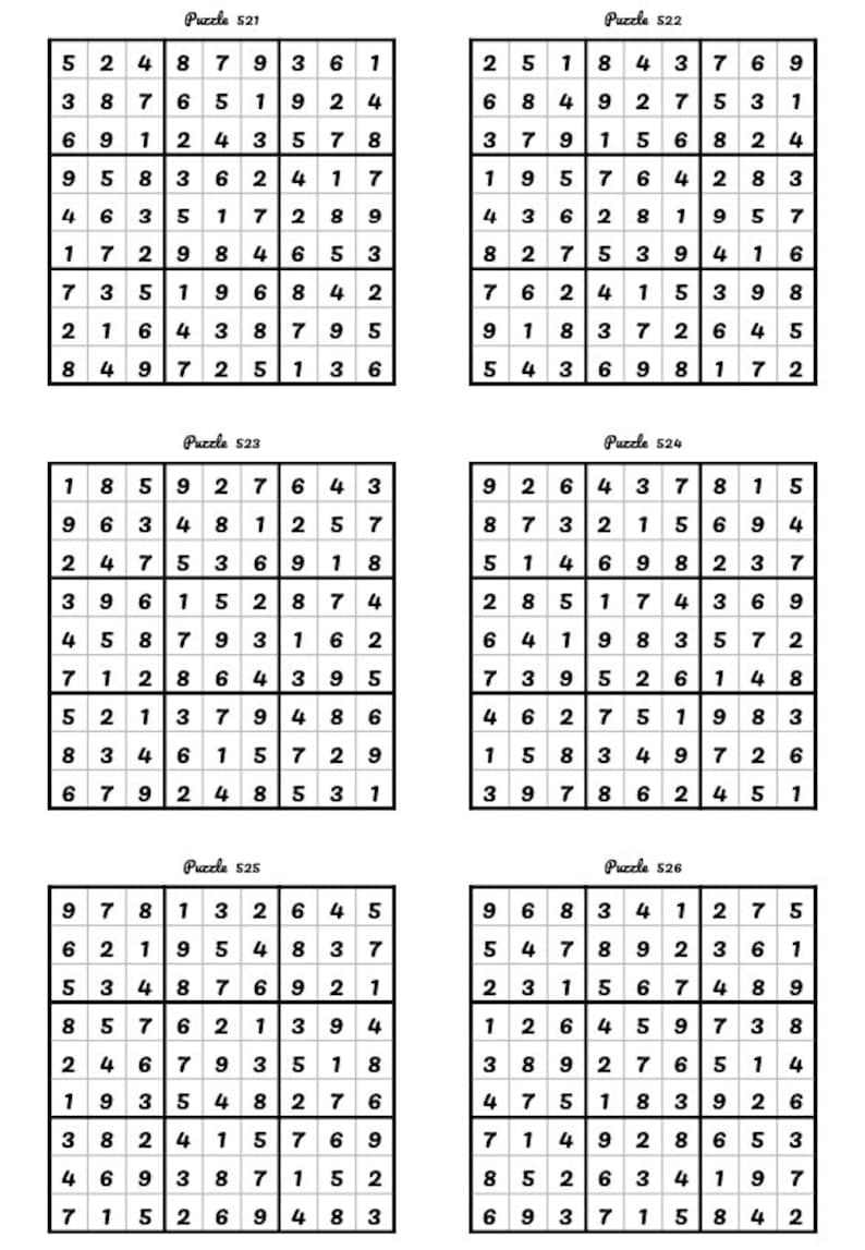 3000 Sudoku Puzzles, Printable Puzzle Pages, With Solutions, Digital ...