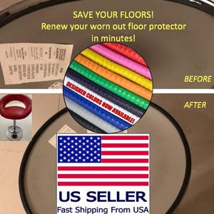 Best 20"-24" diameter Replacement FLOOR Saver! 2 minute Fix Pedestal Bar Stool Floor Protector Now in DESIGNER COLORS! Quick Ship from U.S.A