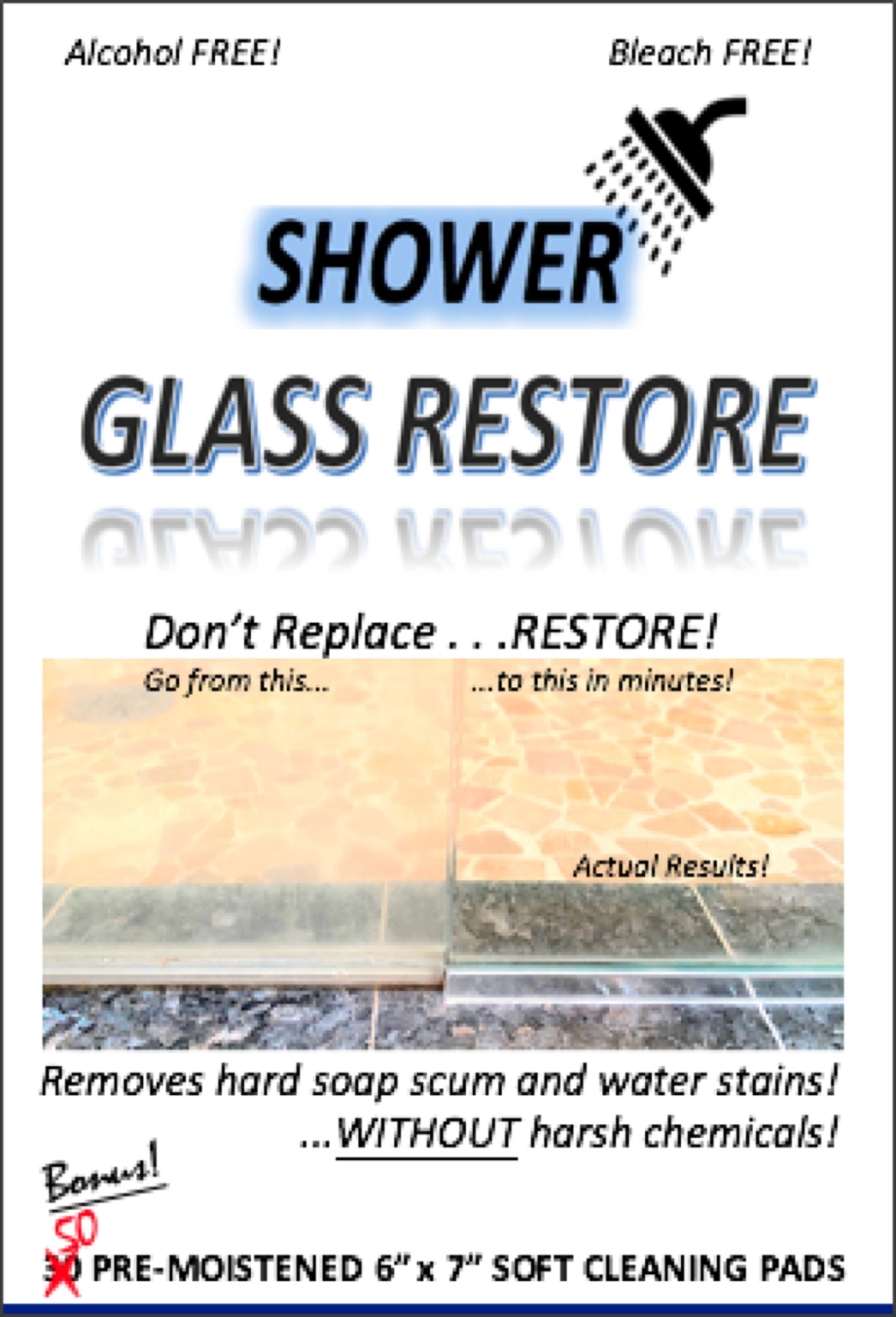 12pk SUPERIOR CLEANER Renews Cloudy or Hazy Shower Glass Enclosures in