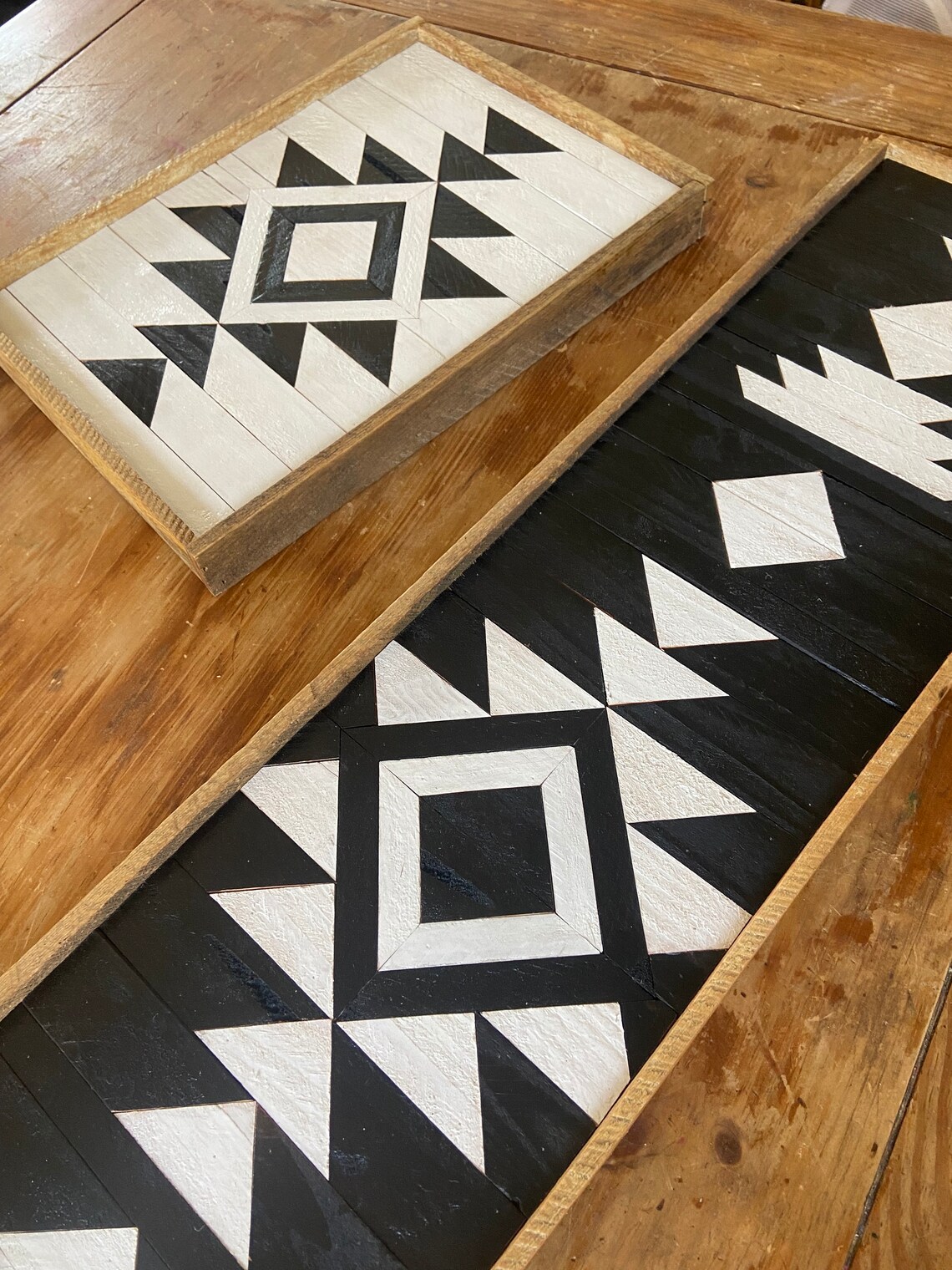 Large 36 Geometric Aztec Wood Art, Wall Art, Boho Wood Art, Wall