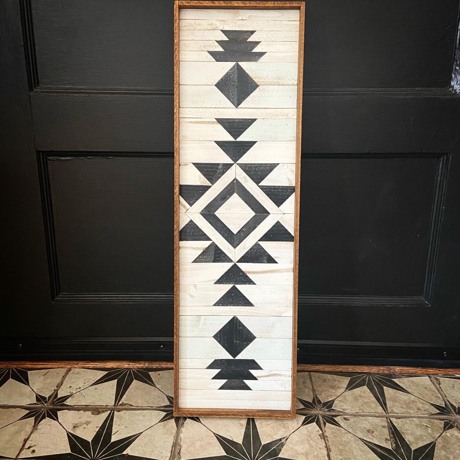 Large 36 Geometric Aztec Wood Art, Wall Art, Boho Wood Art, Wall