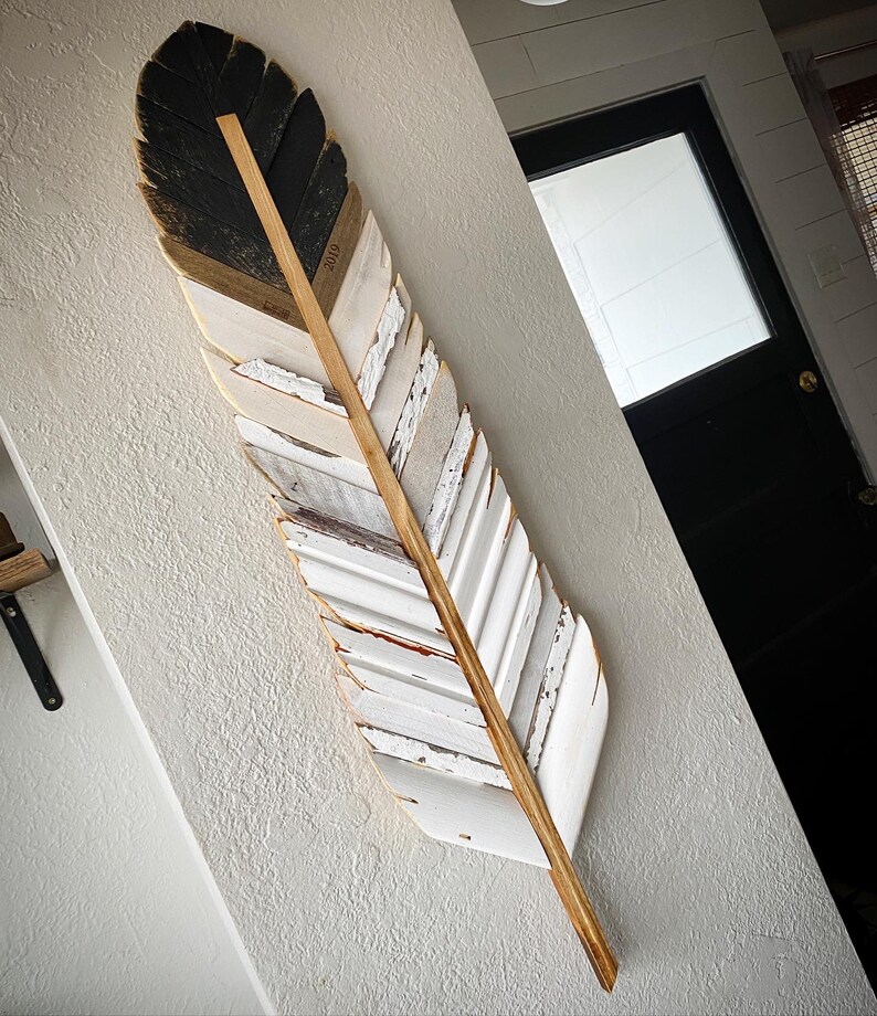 Rustic Reclaimed Wood Feather Wall Art, Boho Decor, Farmhouse Decor