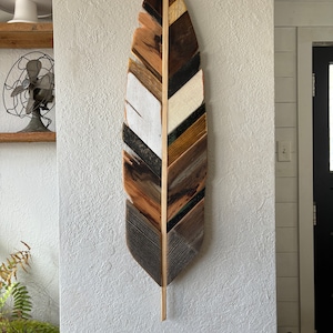 Feather Art, Rustic reclaimed wood feather, Boho decor, Farmhouse decor, rustic accents, western decor, whimsical decor, wood hand crafted