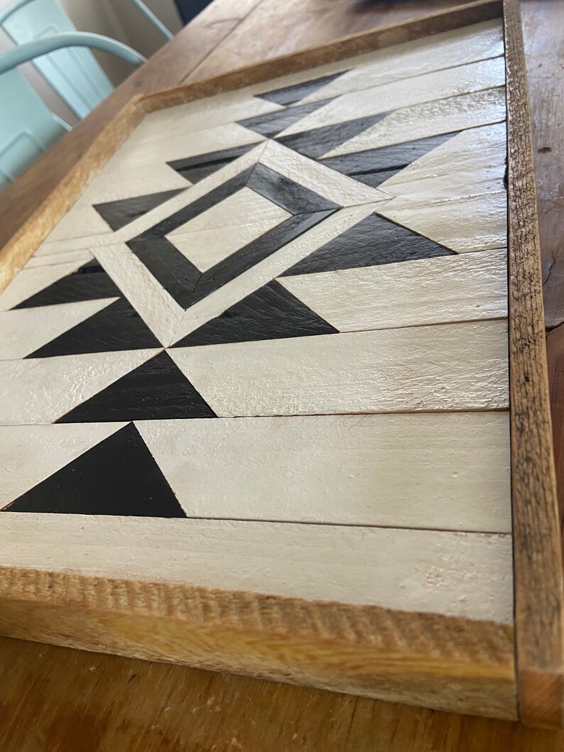 Large 36 Geometric Aztec Wood Art, Wall Art, Boho Wood Art, Wall