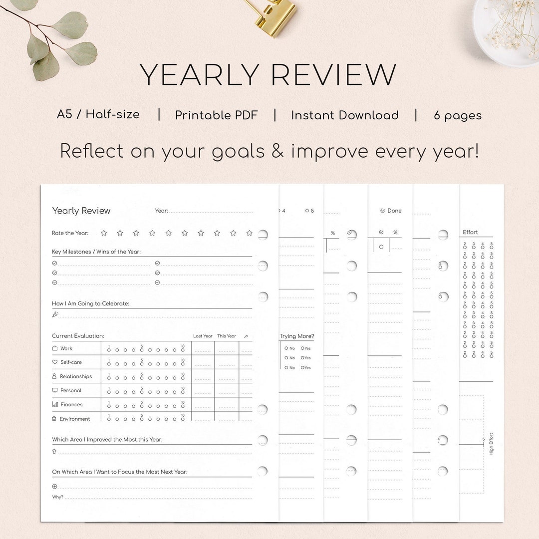 Yearly Review Year Reflection Productivity Planner - Etsy Canada